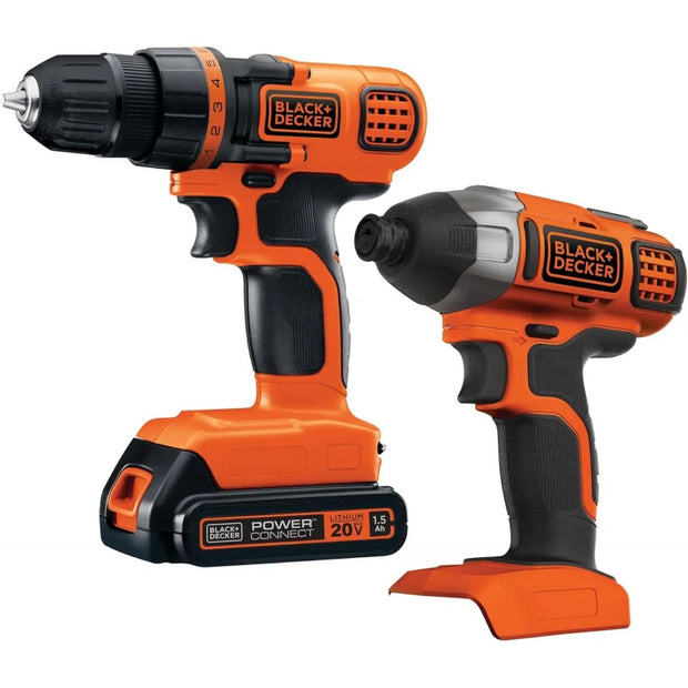 20V MAX Cordless Drill and Impact Driver, Power Tool Combo Kit with Battery and Charger (BD2KITCDDI)