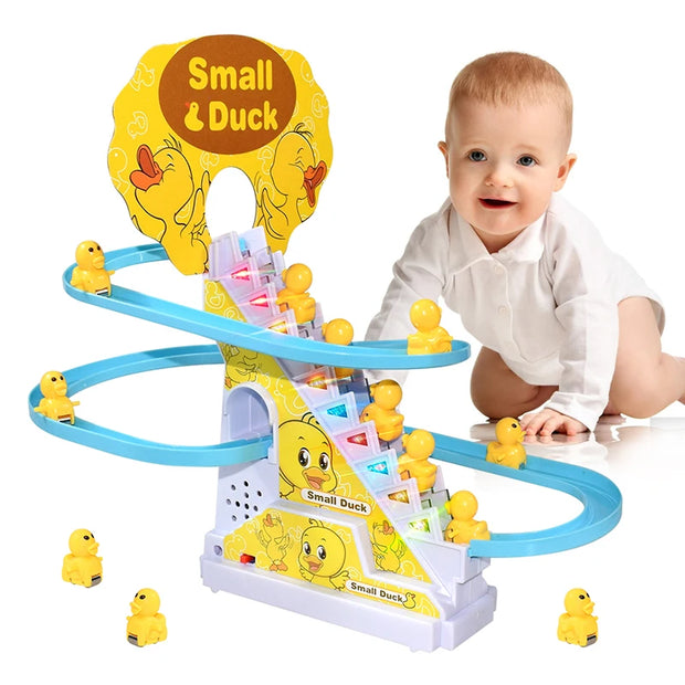 Duckling Electronic Assembly Ladder Track Toy Light Music Slide Track Roller Coaster Toy Children's Education Fun Toy Gift