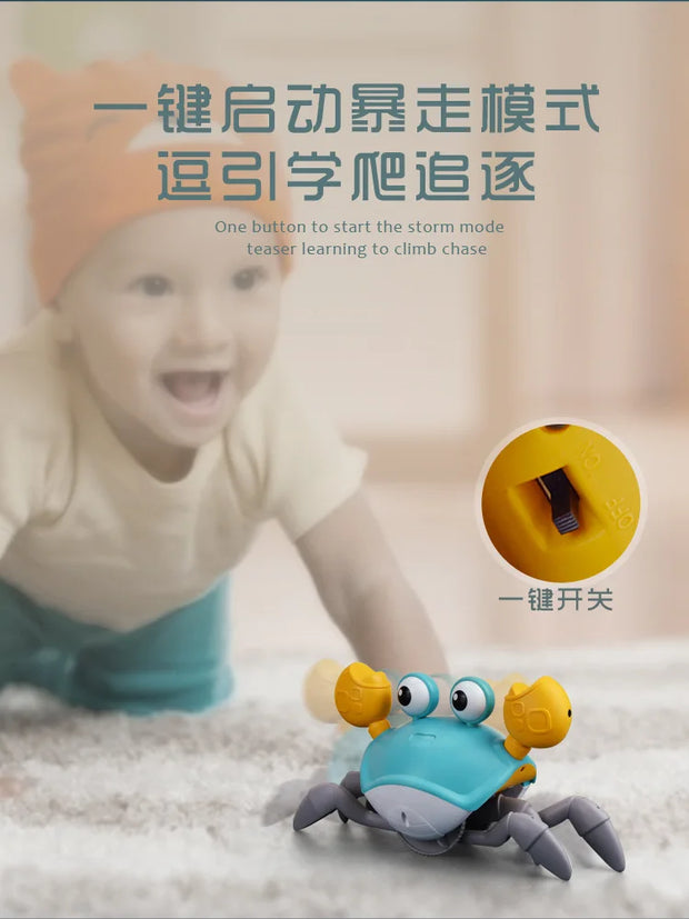 Cute Sensing Crawling Crab Baby Toys Interactive Walking Dancing with Music Automatically Avoid Obstacles Toys for Kids Toddler