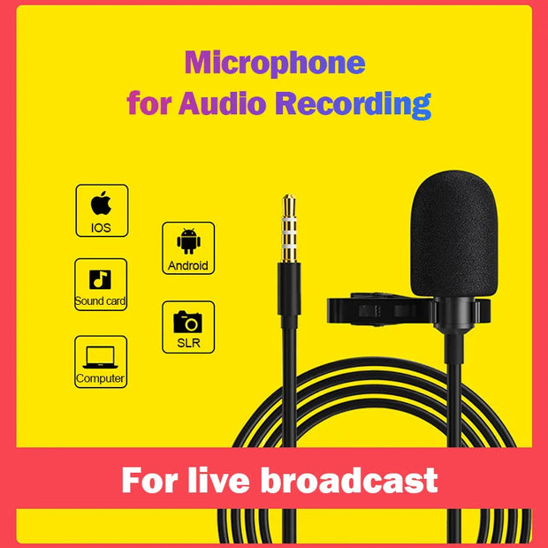 Lavalier Live Mini Microphone Recording Device Little Bee for iPhone iPad Xiaomi Android Smartphone DSLR Camera PC Notebook