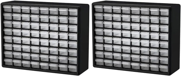 10164 64 Drawer Plastic Parts Storage Hardware and Craft Cabinet, 20" x 15.75", Black & 10164, 64   H