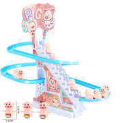 Children Fun Toy Small Duck Penguin Electronic Climbing Stairs Track Toy Light Musical Slide Track Coaster Baby Educational Gift