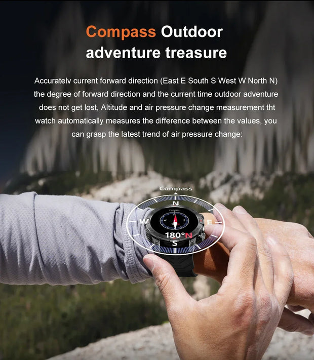 2024 For Xiaomi Outdoor Military Flashlight GPS Smart Watch Man AMOLED HD Screen Heart Rate BT Call 5ATM Waterproof Smartwatches