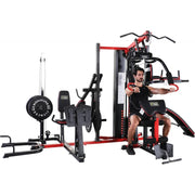 Multifunctional Home Gym System Workout Station with Leg Extension and Preacher Curl, 122.5LB Weight Stack, Multiple Options, Mu