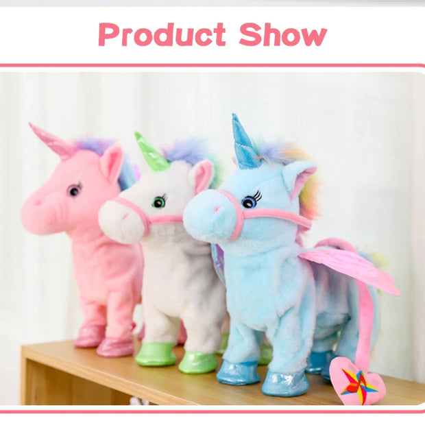 Unicorn Horse Cute Plush Robot Plush Unicorn with Music 35cm Toys for Girls Kids Walk Talking Plush Electric Children's Gifts