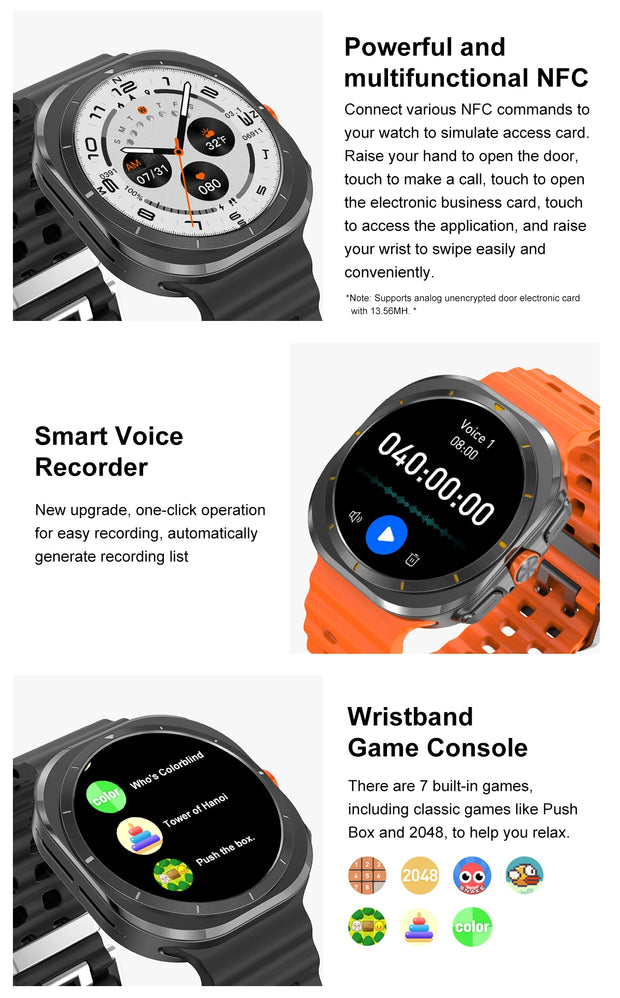 2024 New For Samsung Galaxy Watch 7 Ultra Smart Bracelet Men 32GB Memory GPS Trackr NFC AMOLED Screen Bluetooth call Smartwatchs