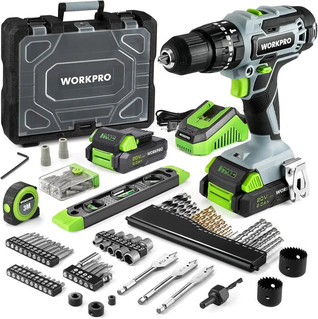 20V Max Cordless Drill Driver Set, Electric Power Impact Drill Tool with 102 Pieces Accessories, 1/2'' Chuck Impact Drill Kit wi