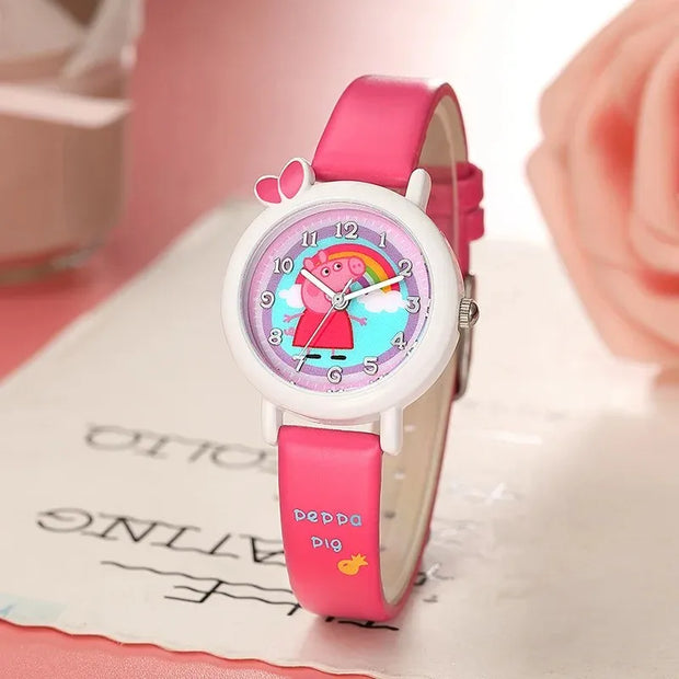 New Peppa Pig Children's Watch Waterproof Quartz Watch Activity Doll Toy Girl and Boy Cute Anime Watch Anime Gift