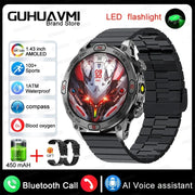 2024 For Xiaomi Outdoor Military Flashlight GPS Smart Watch Man AMOLED HD Screen Heart Rate BT Call 5ATM Waterproof Smartwatches