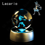 Pokemon 3D Crystal Ball Pikachu Gengar Mew Mewtwo Figurines Lamp Base Pokeball 3D Pokemon Glass Ball Statue Kids Birthday Gift