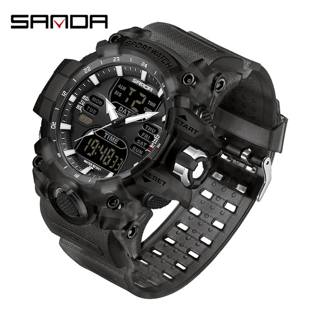 New 2024 Step Calorimeter Single Display Electronic Sanda 6126 Watch Simple Nightlight Waterproof Sports Electronic Watch