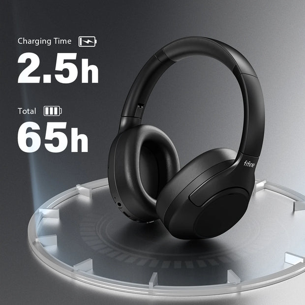 FIFINE Bluetooth wireless headset,Noise Canceling Headphones withe Transparency Mode,Deep Bass,Clear Calls,65H Playtime -X3