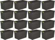 Stackable 35 Gallon Storage Tote Box with Latching Container Lid for Home and Garage Space Saving Organization, Gray (8 Pack)