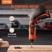 VEVOR Cordless Screwdriver 8V 7Nm Electric Screwdriver Rechargeable Set with 82 Accessory Kit and Charging Cable LED Light