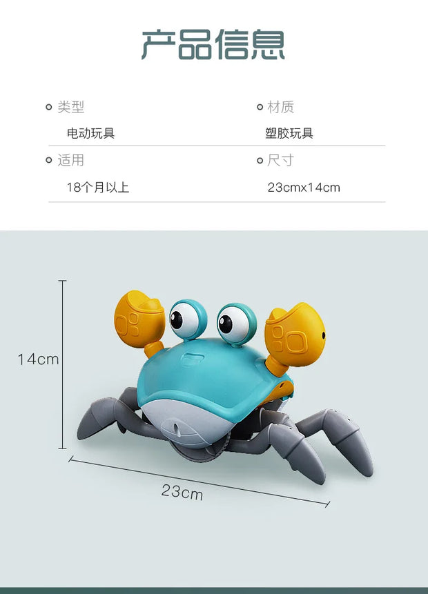 Cute Sensing Crawling Crab Baby Toys Interactive Walking Dancing with Music Automatically Avoid Obstacles Toys for Kids Toddler