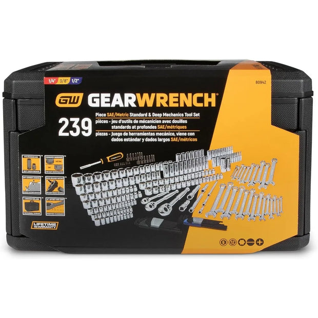 243 Pc. 6 Pt. Mechanics Tool Set In 3 Drawer Storage Box