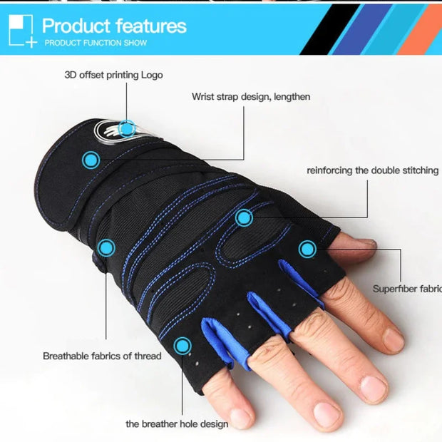 Dumbbell Gloves for Men Women Weightlifting Crossfit Bodybuilding Workout Sports Gym Training Gloves Non-slip Wrist Protector