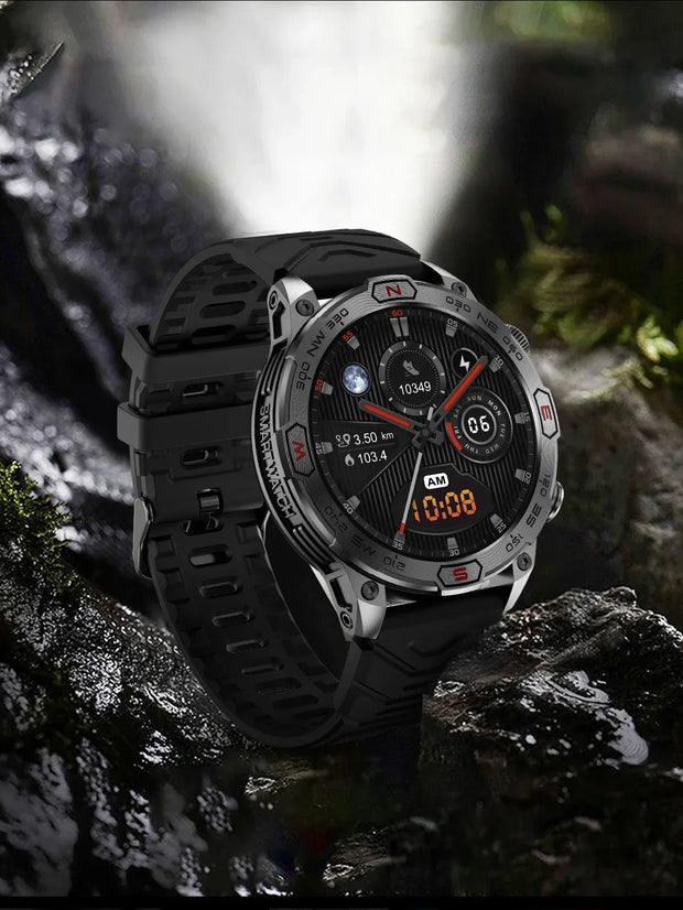 2024 For Xiaomi Outdoor Military Flashlight GPS Smart Watch Man AMOLED HD Screen Heart Rate BT Call 5ATM Waterproof Smartwatches