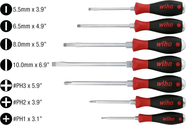 53097 Screwdriver Set, Slotted and Phillips, Extra Heavy Duty, 7 Piece