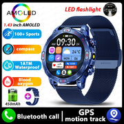 2024 New Real AMOLED Smart Watch Men 450 mAh Battery Fitness Tracker IP68 Waterproof Bluetooth Call Smartwatch For Huawei Xiaomi