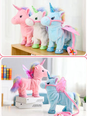 Unicorn Horse Cute Plush Robot Plush Unicorn with Music 35cm Toys for Girls Kids Walk Talking Plush Electric Children's Gifts