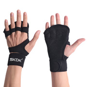 SKDK Weight Lifting Fitness Gloves With Wrist Wraps Silicone Gel Full Palm Protection Gym Workout Gloves Power Lifting Equipment